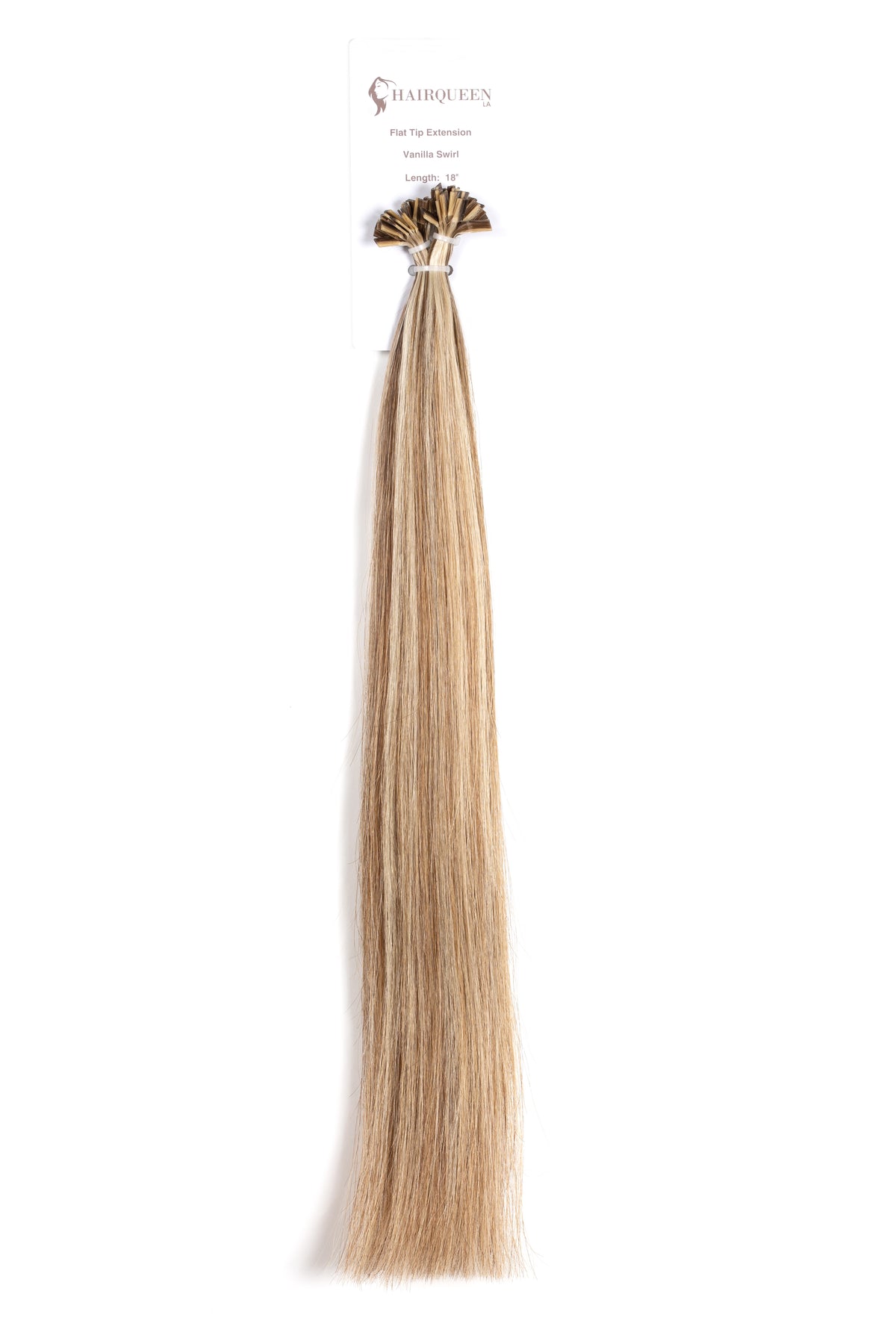 K-Tips vanilla swirl straight hair extensions bundle with keratin tips, light blonde