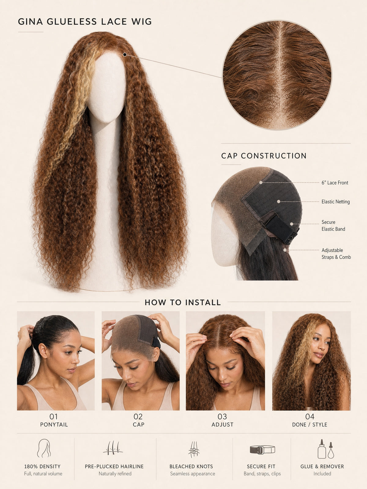Gina Glueless  Wig
