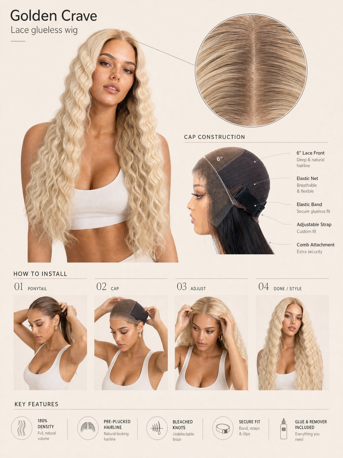 Golden Crave glueless Wig