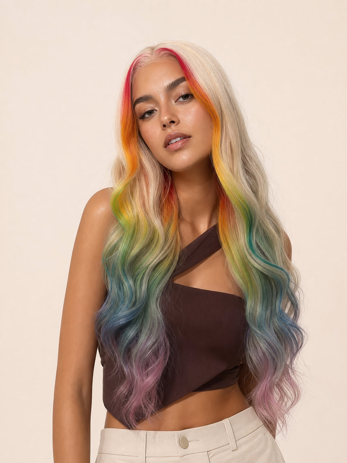 Icy Rainbow Lace Wig