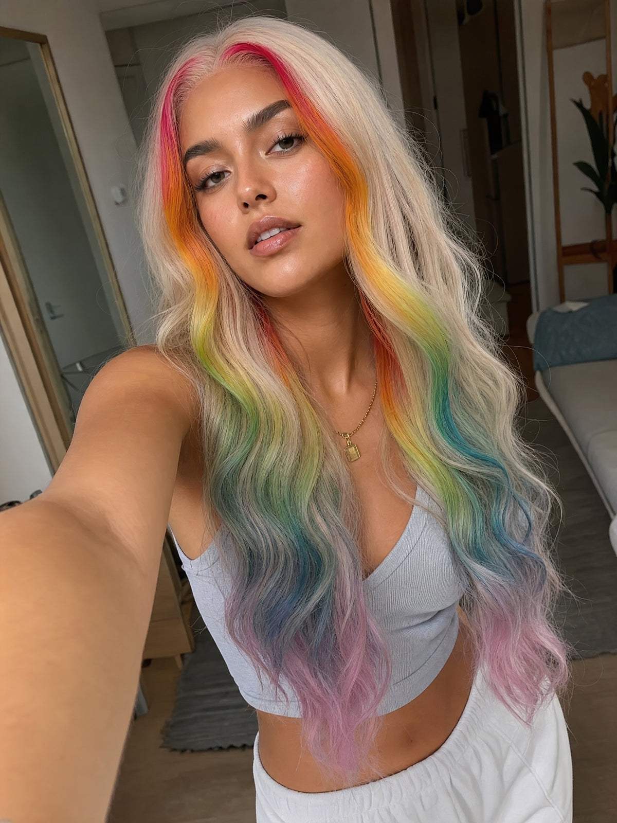 Icy Rainbow Lace Wig