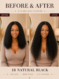 5×5 HD Lace Closure 1B Natural Black