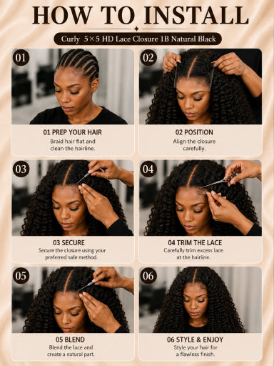 5×5 HD Lace Closure 1B Natural Black