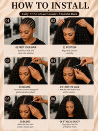5×5 HD Lace Closure 1B Natural Black