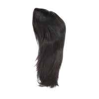 Black wig piece with smooth top and soft, tapered ends