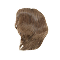 Medium brown wig with smooth, straight hair and gentle wave near the ends