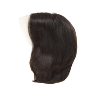 Dark brown wig with straight, silky hair and rounded back silhouette