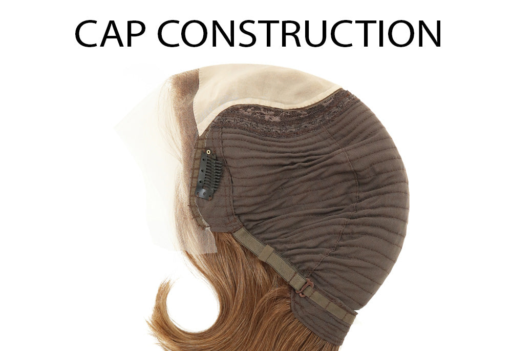 Chestnut brown front lace wig cap with silk mono cover panel, shown under cap