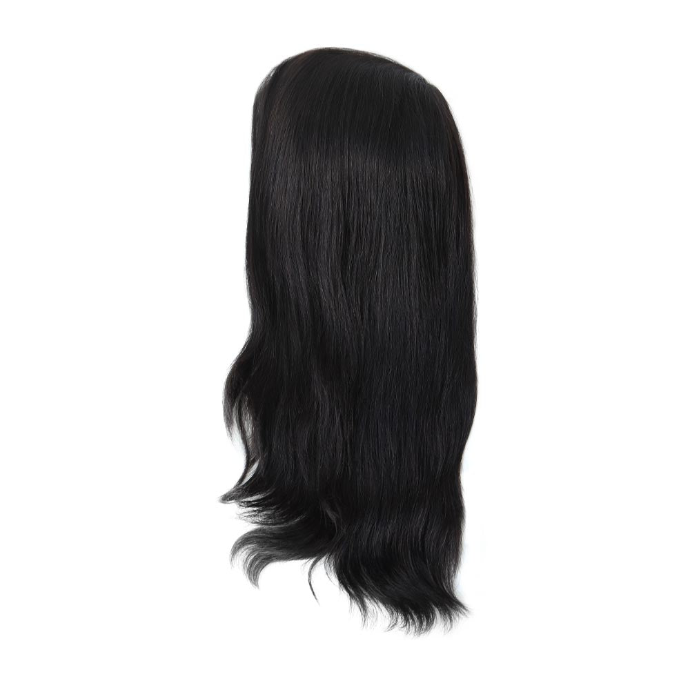 Black French Lace Front & Top, Wefted Sides & Back Medical Wig