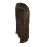 Chestnut French lace medical wig, long straight dark-brown hair