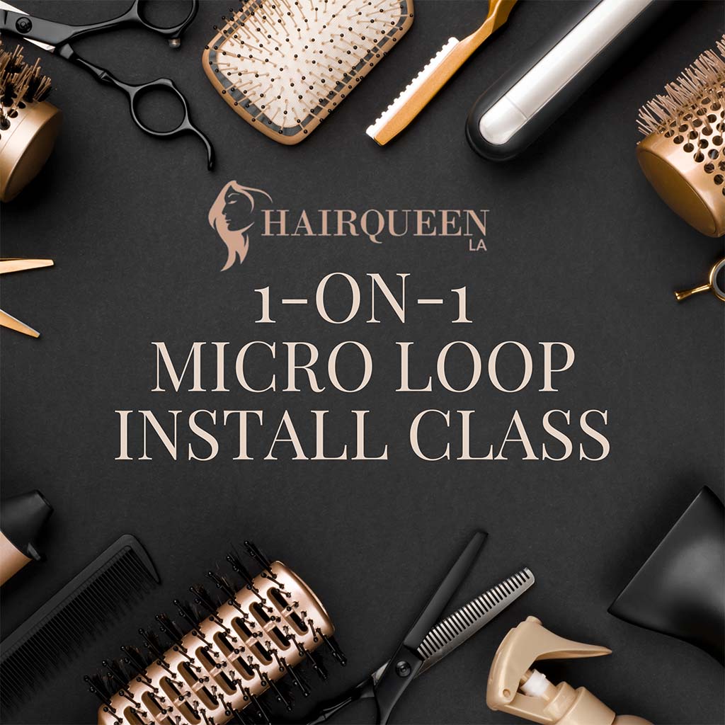 Micro loop install class flyer with hair tools and comb