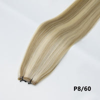 Tape-in hair extension in P8/60 light blonde straight bundle with tape tabs