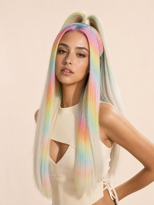 Platinum Rainbow Lace Wig
