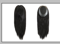 Black French lace hair topper, 7x9 with front lace base and full hair coverage