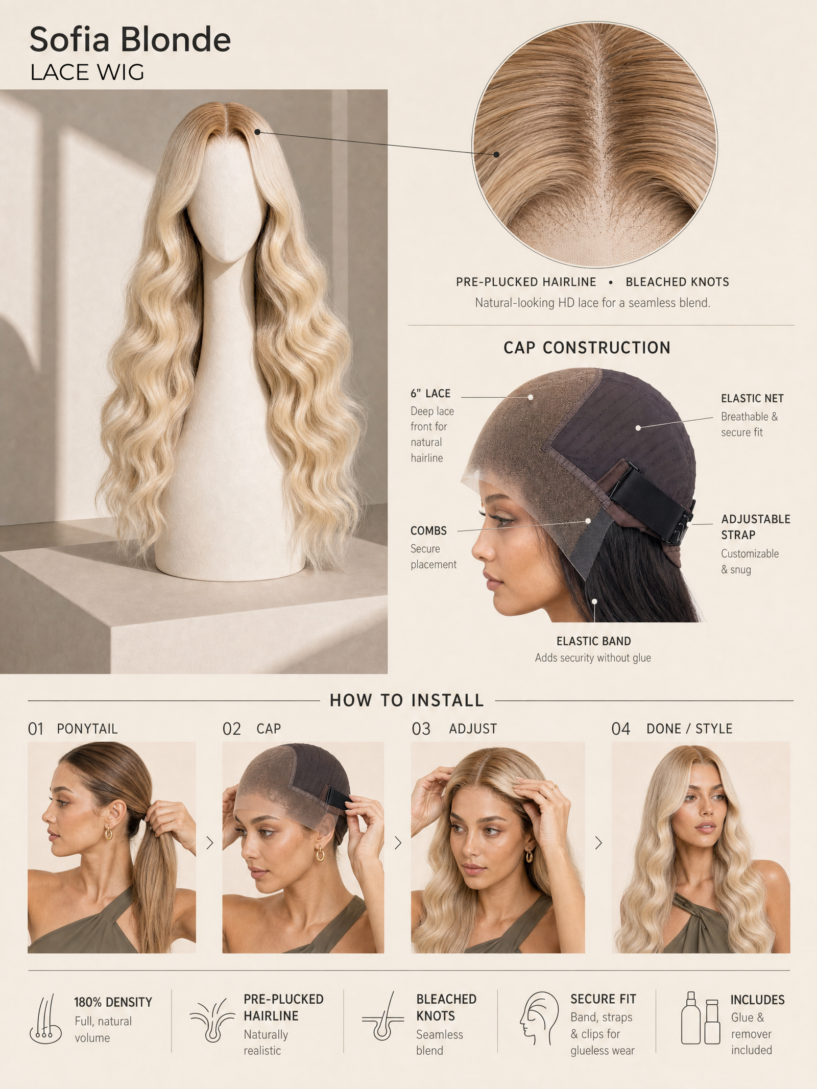 Sofia Blonde Lace Wig