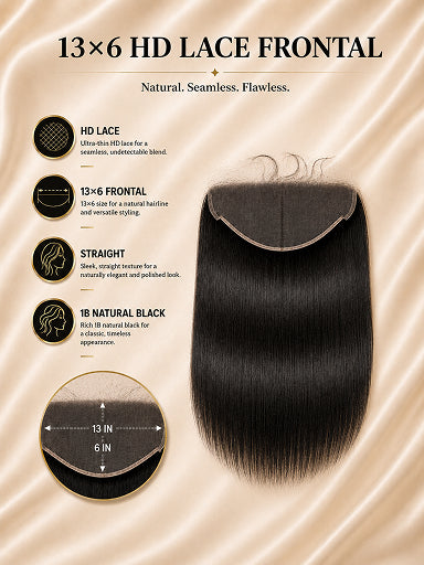13×6 HD Lace Frontal 1B Natural Black