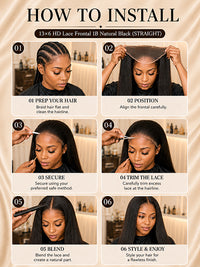 13×6 HD Lace Frontal 1B Natural Black