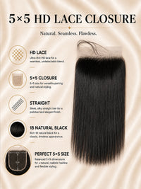 5×5 HD Lace Closure 1B Natural Black
