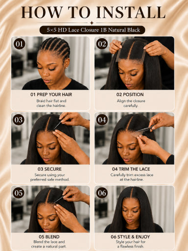 5×5 HD Lace Closure 1B Natural Black