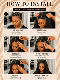 5×5 HD Lace Closure 1B Natural Black