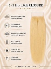 5×5 HD Lace Closure 613 Blonde