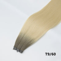 Tape-in hair extension in T9/60 smoked blonde straight bundle with tape tabs