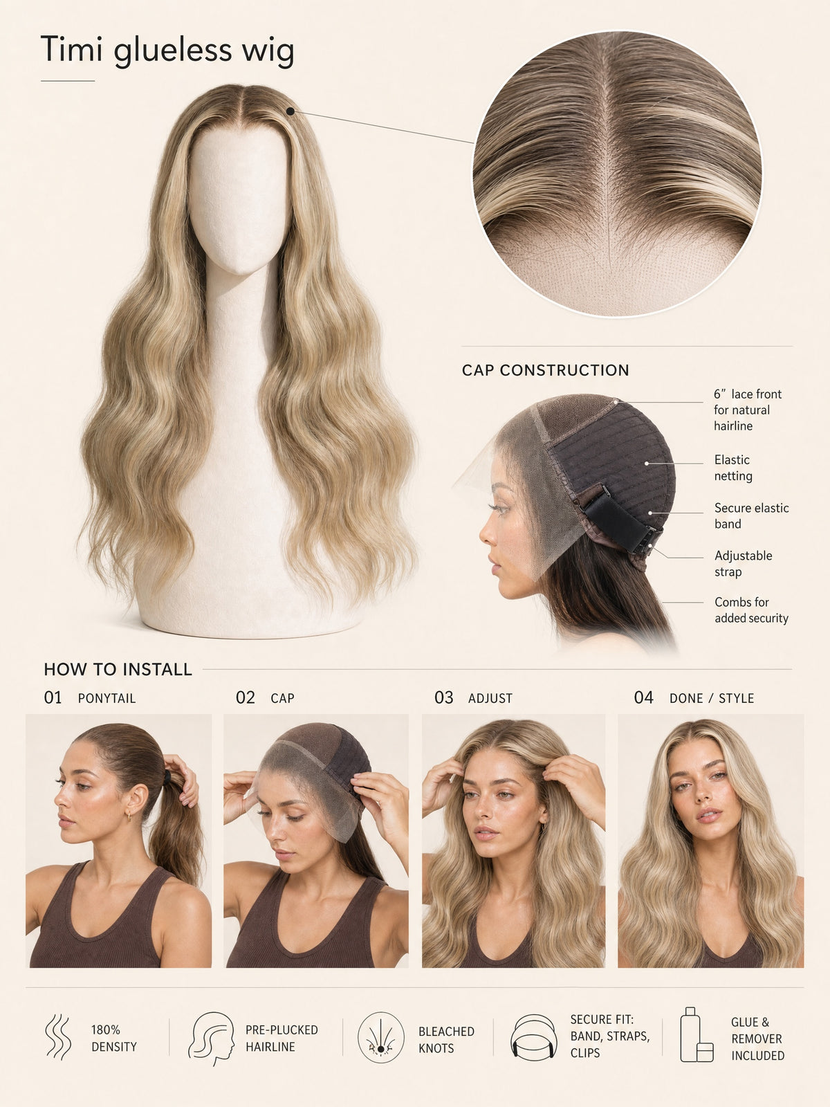 Timi glueless wig