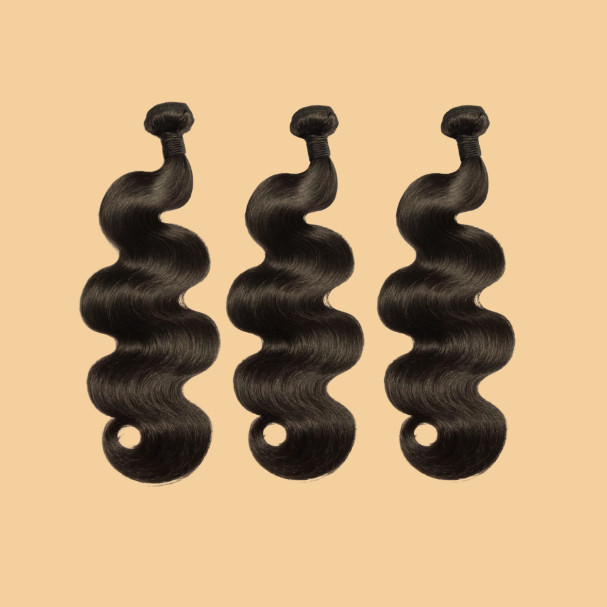 Virgin hair bundles with dark body wave, three weft bundles