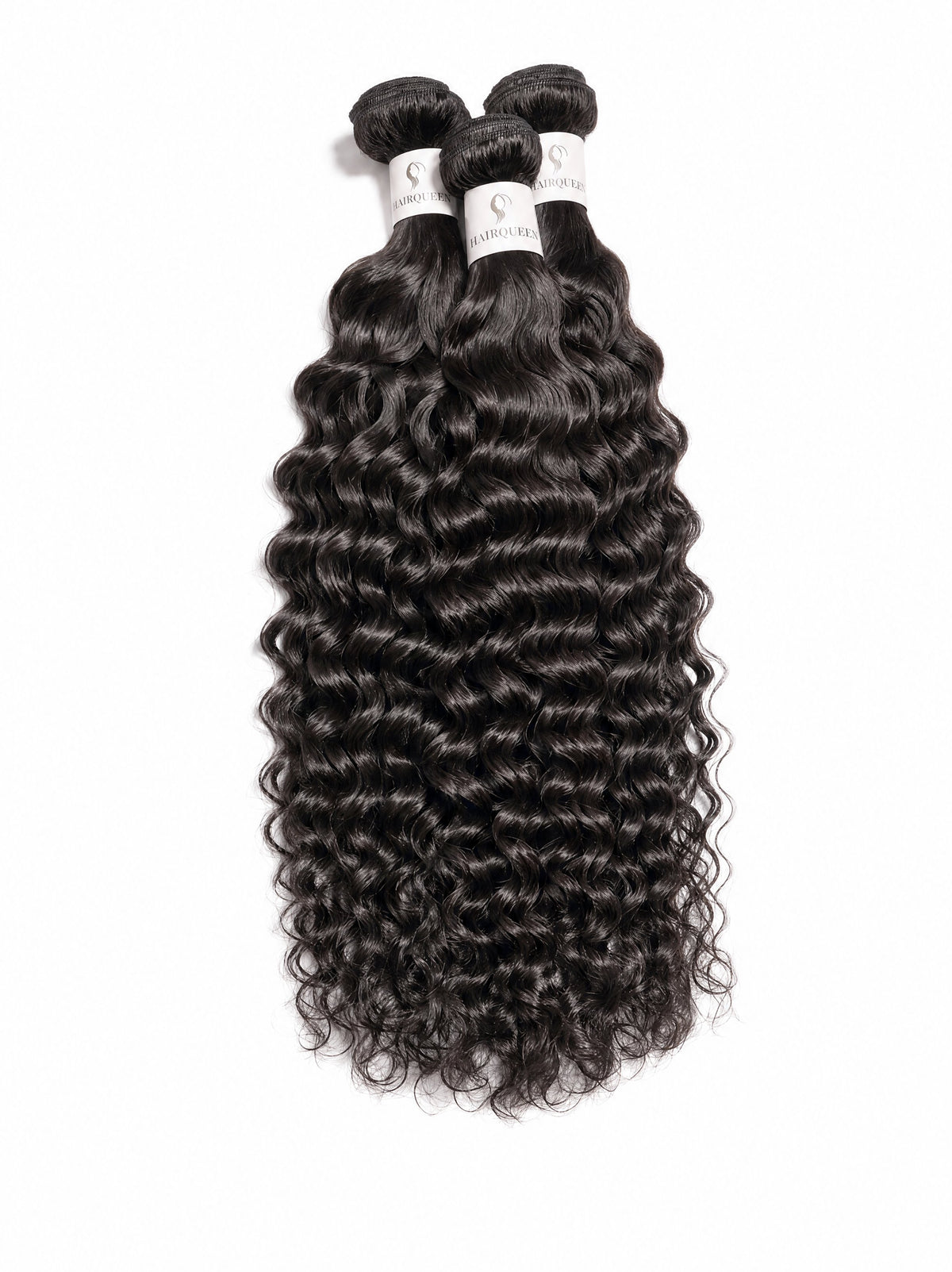 Black human hair bundle with defined spiral curls, full rounded shape