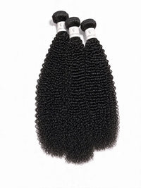 Black kinky curly hair bundle pack, three bundles with small tight curls.