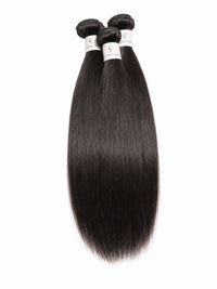 Black straight human hair bundle with tight, smooth fall and natural shine