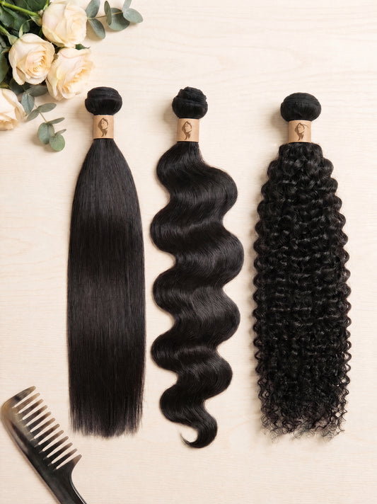 Affordable bundle in natural black, full weft