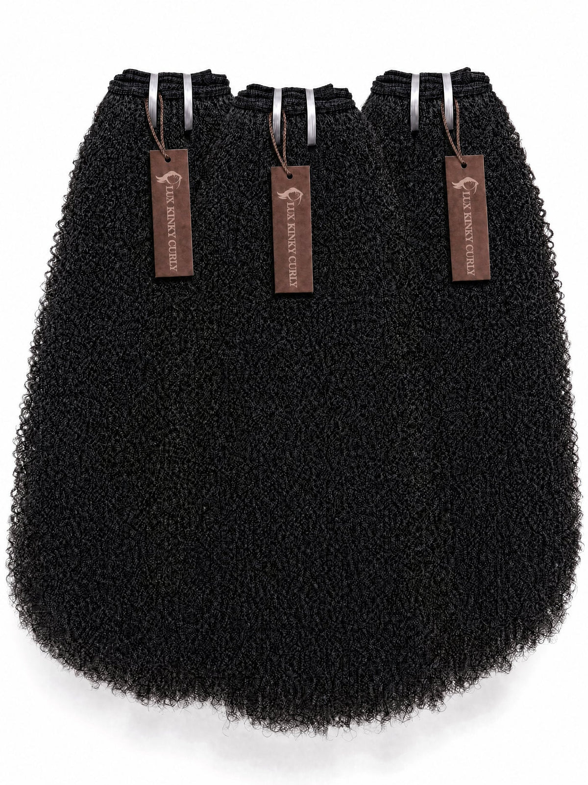 Black kinky curly hair bundle with dense, textured loops