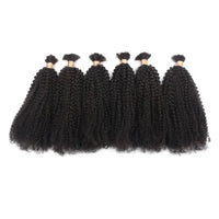 Afro kinky bulk hair bundle set with multiple tightly curled strands, dark black