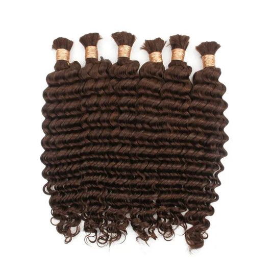 20-inch dark brown curly hair bundles with wefted tops