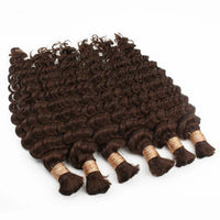 20-inch dark brown curly hair bundles laid in rows with tied weft ends