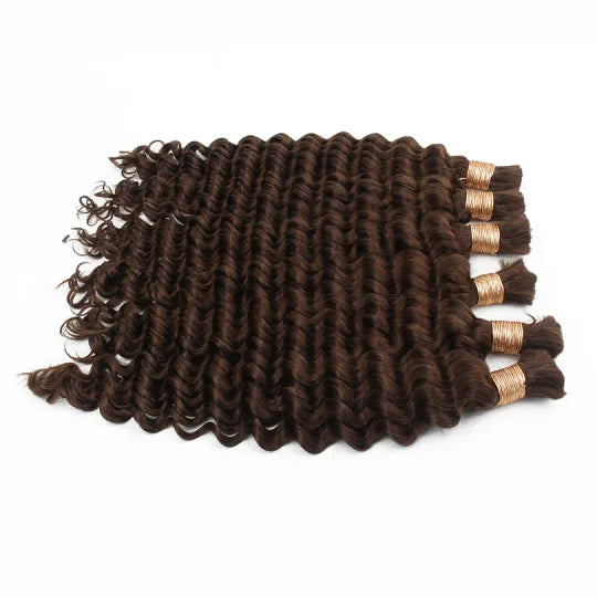 20-inch dark brown curly hair bundle with tight ringlets and tied weft section
