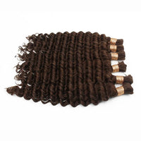 20-inch dark brown curly hair bundle with tight ringlets and tied weft section