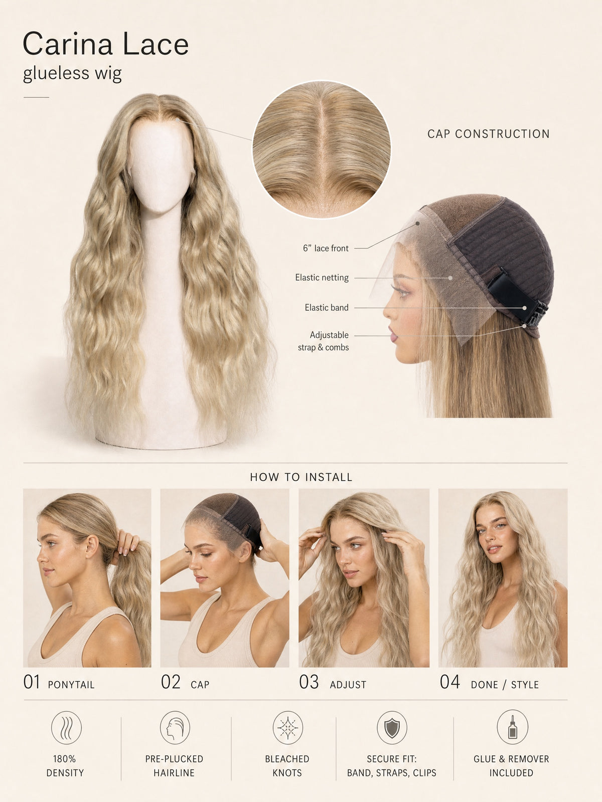 Carina glueless wig