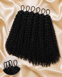Black crochet hair bundle with looped tops, dense tight curls