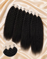 Black crochet hair bundles with looped tops and full, dense strands