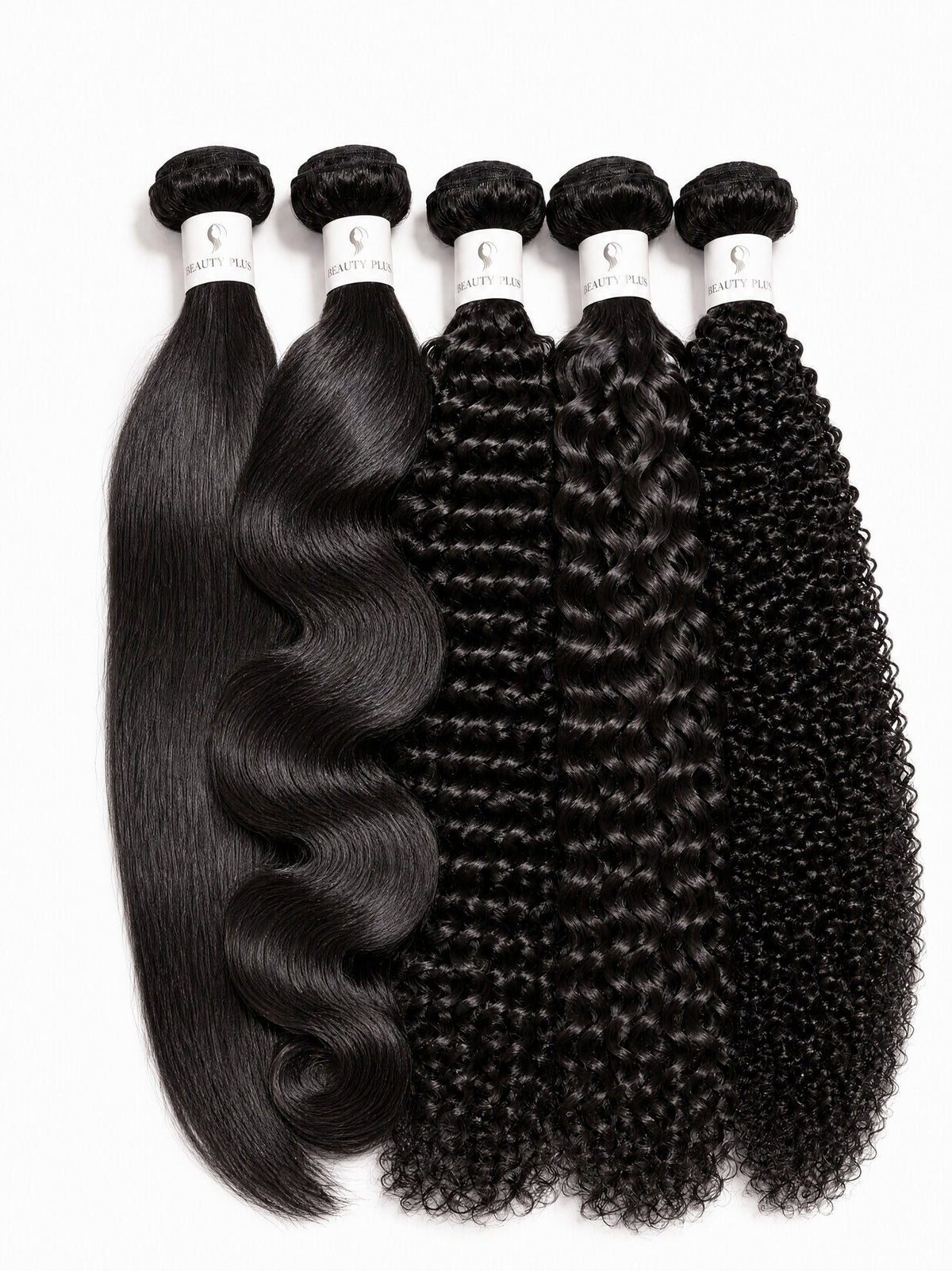 Black human hair bundle set with loose waves and curly strands, multiple bundles