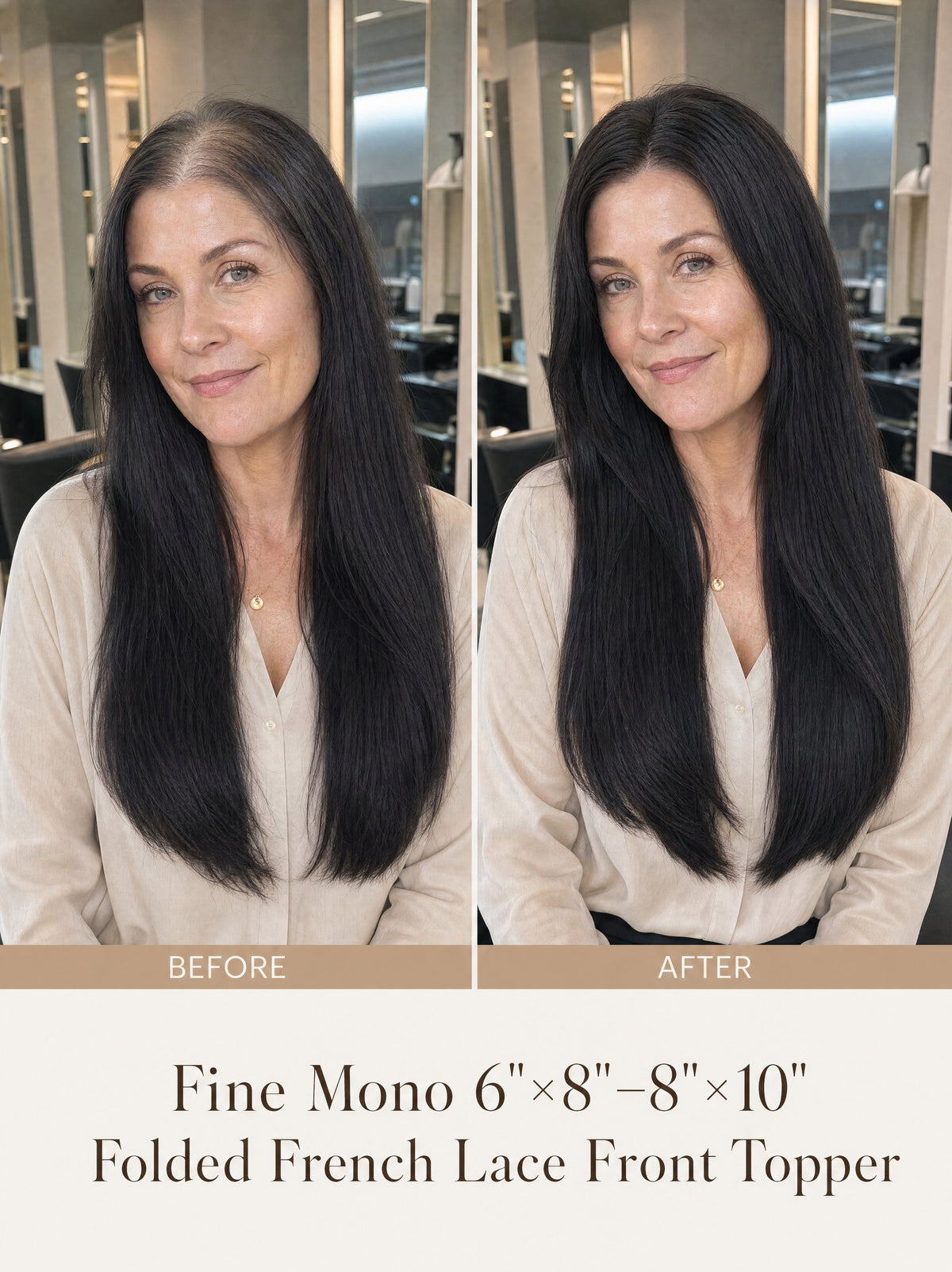 Fine Mono 6"×8"–8"×10"  Folded French Lace Front Topper