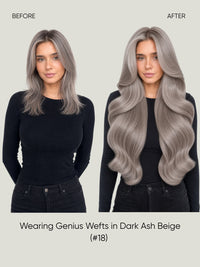 Genius Weft Dark Ash Blonde 18 before and after