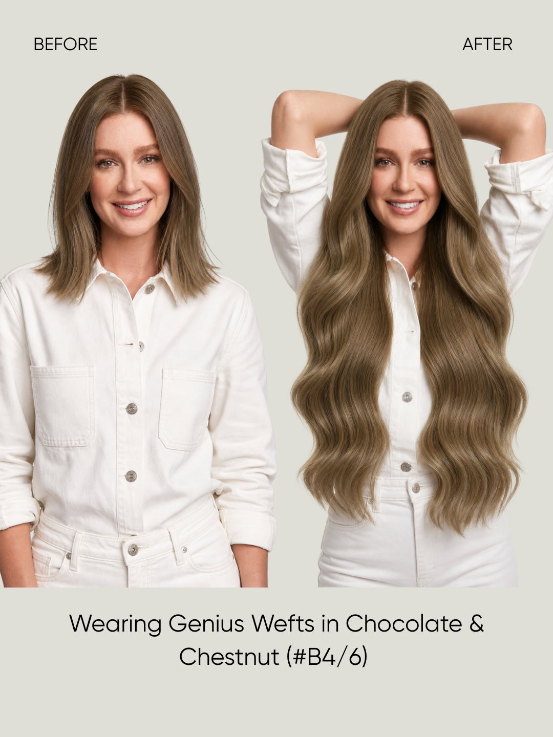 Genius Weft Rooted Chestnut B4-6 before and after