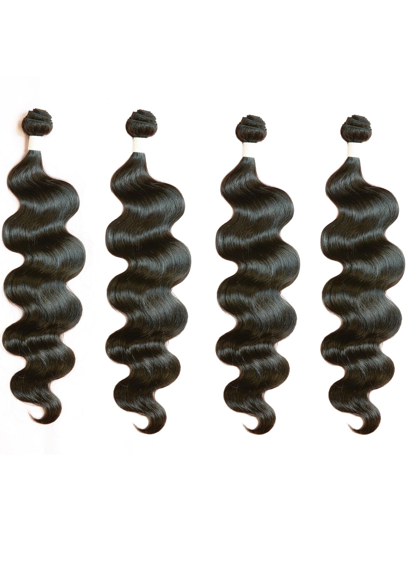 4 dark wave hair bundles with caps, loose curls and wavy texture