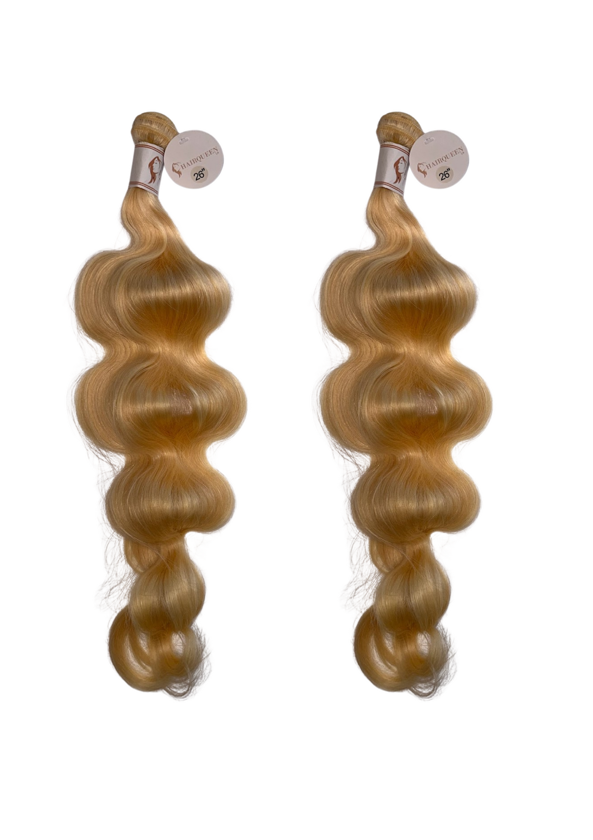 Brazilian 613 wavy hair bundle pair, honey blonde loose curls and coils