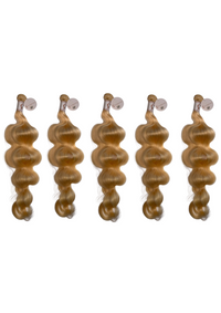 Wavy light brown hair extension bundles, 5-pack with small track ends