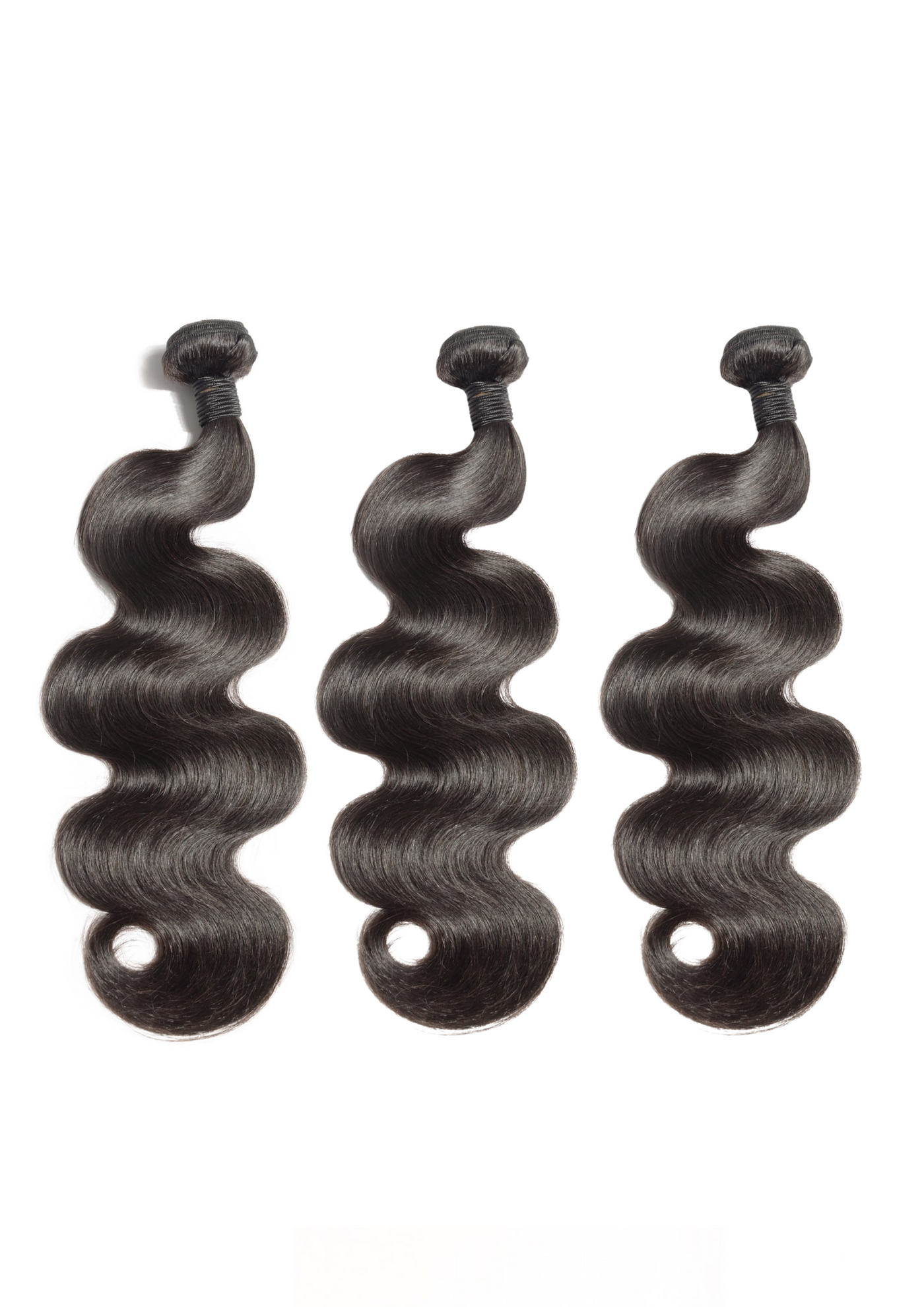 Brazilian body wave hair bundles, dark black, loose S-wave with curl tips