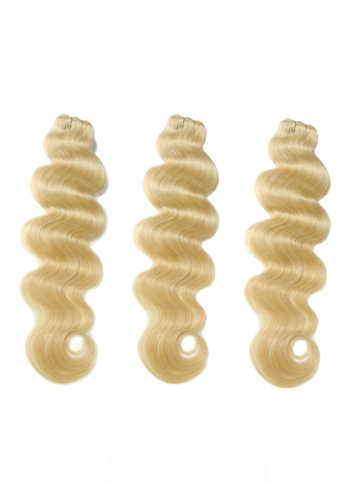 3-pack blonde wavy hair bundles with curled wefts